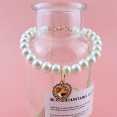 Cat Collar Pet Pearl Necklace Pet Collar Cat and Dog Jewelry Love Diamond Pet Products for Dog Birthday Gift Photo Accessories