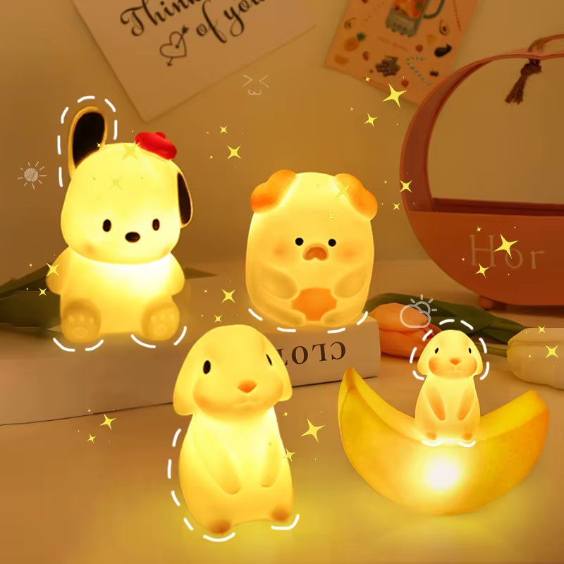 Silica Gel Night Light Bedroom Decor Lights Button Battery Powered Moonlight Cartoon Animal Lamps Children Gift Decorative Lamp