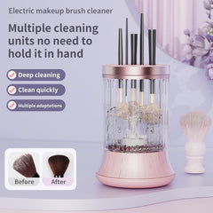 Upgrade Electric Makeup Brush Cleaner Machine – Makeup Brush Clean and Dry Makeup Brushes Tools,Sponges Automatically-Make up Dryer,Washer Holder Combined(Pink)-Perfect for Home & Professional Use