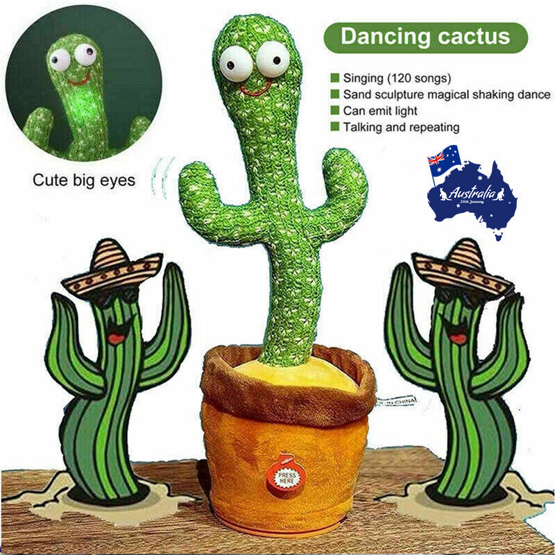 Dancing Talking Singing Shaking Cactus Kids Gift Plush Doll USB Charging Toy
