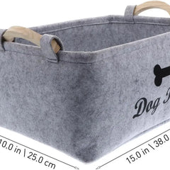 Felt Pet Toy Box and Dog Toy Box Storage Basket Chest Organizer - Perfect for Organizing Pet Toys, Blankets, Leashes and Food