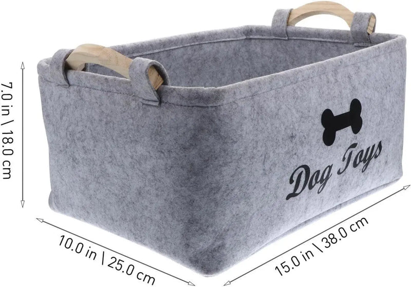 Felt Pet Toy Box and Dog Toy Box Storage Basket Chest Organizer - Perfect for Organizing Pet Toys, Blankets, Leashes and Food