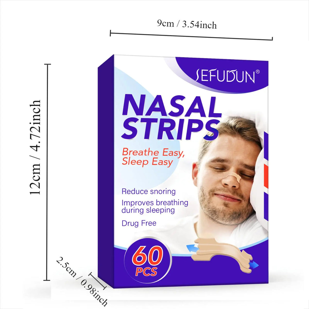 Nasal Care Tools, 60Pcs Nose Strips for Breathing, Drug-Free, Nasal Strips for Snoring Relief, Nasal Congestion Relief Due to Colds & Allergies