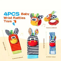2/4 Counts Interactive Sensory Baby Toys with Sound, Cute Plush Toys and Infant Rattles, Perfect Gifts for Halloween, Christmas and Thanksgiving