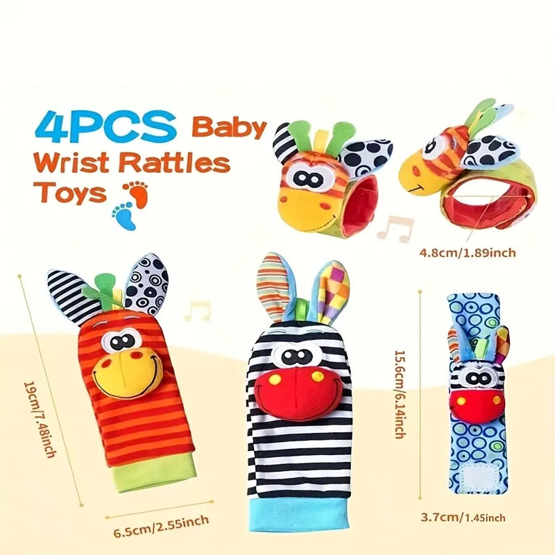 2/4 Counts Interactive Sensory Baby Toys with Sound, Cute Plush Toys and Infant Rattles, Perfect Gifts for Halloween, Christmas and Thanksgiving