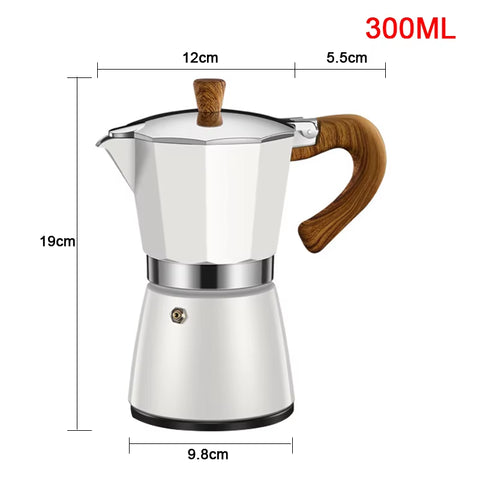 110V/220V Vintage Wooden Handle Espresso Maker Moka Pot 300Ml with Electric Furnace Classic Italian Cafe Tool Mocha Coffee Maker