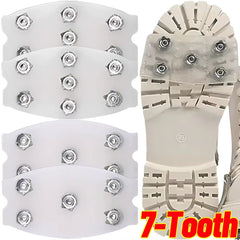 Transparent Ice Cleats Snow Grips 5/7 Teeth Studs Invisible Traction Crampons anti Slip Spikes for Winter Walking Hiking Boots