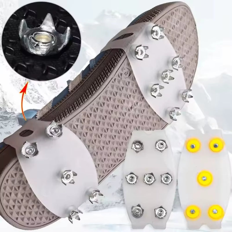 Transparent Ice Cleats Snow Grips 5/7 Teeth Studs Invisible Traction Crampons anti Slip Spikes for Winter Walking Hiking Boots