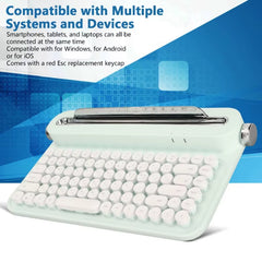 Vintage Bluetooth Keyboard 86 Keys Portable Wireless Keyboard with Integrated Stand for Windows for Android for Ios(Optional)