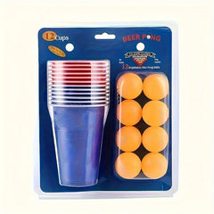 Beer Pong Game Toy Set with 12Pcs Beer Mugs & 8Pcs 40+ Ping Pong Balls, Outdoor Gathering Party Drinking Supplies,Christmas