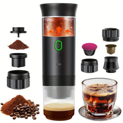 3-In-1 Portable Electric Coffee Machine, Travel Coffee Machine, Type-C Interface (2500Mah Lithium Battery), Hot and Cold Dual Mode, Wireless Heating, 60S Quick Heat, 60Ml Capacity, Suitable for Coffee Powder/Large and Small Cup Capsules