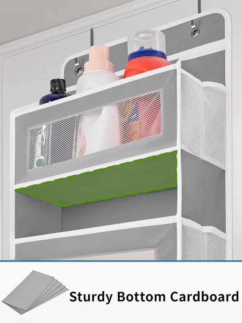 Over Door Hanging Organizer Storage, 5-Tier Closet & Pantry Organizer with 5 Deep Pockets, Heavy Duty Anti-Tilt Design, Holds up to 44 Lbs, No Drill Install for Bedroom, Bathroom, Nursery, Dorm & Small Space