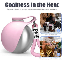 Portable Dog Water Bottle with Bowl, Leak-Proof Pet Travel Hydration Container, Lightweight Outdoor Drinking Cup for Walking and Hiking