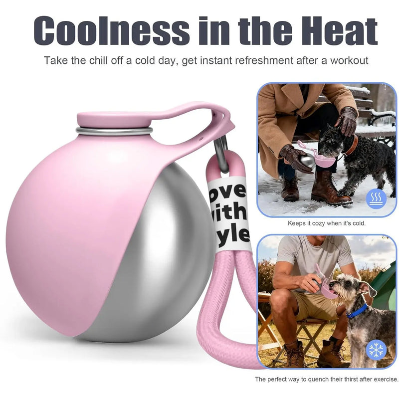 Portable Dog Water Bottle with Bowl, Leak-Proof Pet Travel Hydration Container, Lightweight Outdoor Drinking Cup for Walking and Hiking