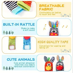 2/4 Counts Interactive Sensory Baby Toys with Sound, Cute Plush Toys and Infant Rattles, Perfect Gifts for Halloween, Christmas and Thanksgiving