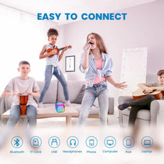 KINGLUCKY Mini Karaoke Machine with 2 Wireless Microphones Bluetooth 5.3 Speaker LED Nightlight IPX4 Water Resistant Portable DVD Player for Halloween Birthday Gifts