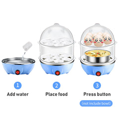 Double Layer Egg Cooker 14 Egg Capacity Hard Boiled Egg Cooker Anti-Dry Electric Egg Boiler with 40Ml Measuring Cup Steam