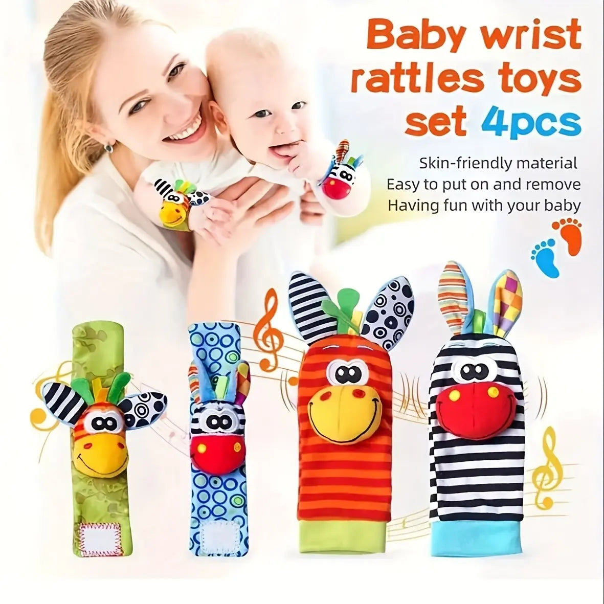 2/4 Counts Interactive Sensory Baby Toys with Sound, Cute Plush Toys and Infant Rattles, Perfect Gifts for Halloween, Christmas and Thanksgiving