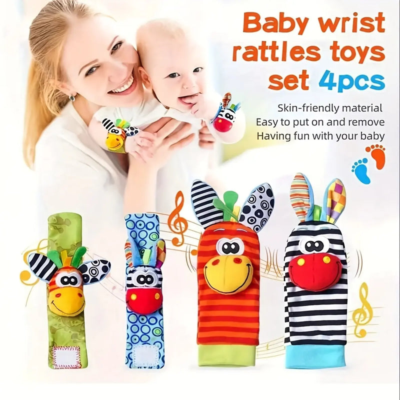 2/4 Counts Interactive Sensory Baby Toys with Sound, Cute Plush Toys and Infant Rattles, Perfect Gifts for Halloween, Christmas and Thanksgiving