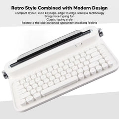 Vintage Bluetooth Keyboard 86 Keys Portable Wireless Keyboard with Integrated Stand for Windows for Android for Ios(Optional)