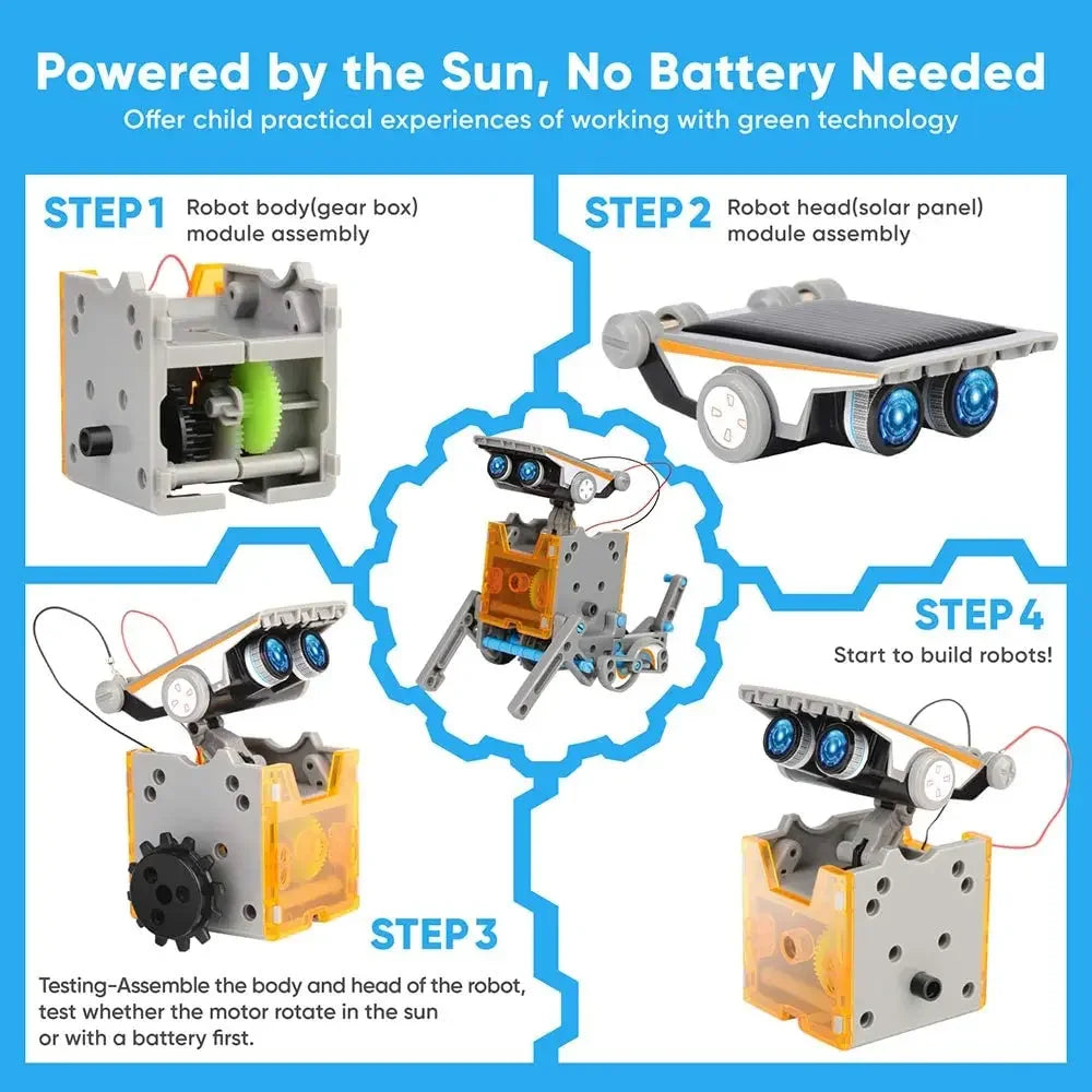 STEM 13-In-1 Education Solar Robot Toys DIY Building Science Experiment Kit for Kids Age 8-12 Solar Powered by Sun Robot Kits