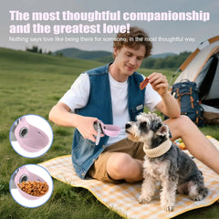 Portable Dog Water Bottle with Bowl, Leak-Proof Pet Travel Hydration Container, Lightweight Outdoor Drinking Cup for Walking and Hiking