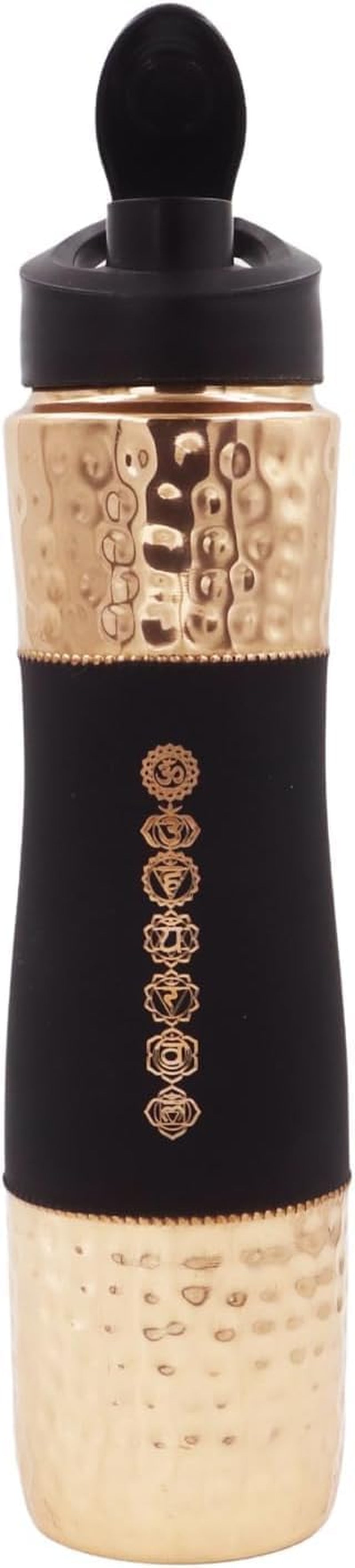 Pure Copper Water Bottle with Sipper, 1000 Ml Capacity for Ayurveda Health Benefits - 7 Chakras Engraved