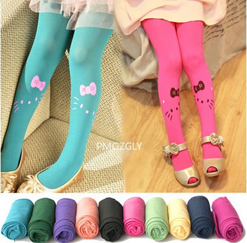 Girl Tights Cat Print Children Kids Pantyhose Velvet Fabric Princess Party Dance Tights Girl Stockings 3-9T Tights Spring Summer