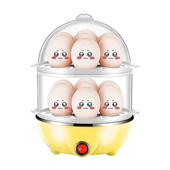 Double Layer Egg Cooker 14 Egg Capacity Hard Boiled Egg Cooker Anti-Dry Electric Egg Boiler with 40Ml Measuring Cup Steam