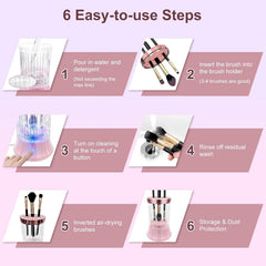 Upgrade Electric Makeup Brush Cleaner Machine – Makeup Brush Clean and Dry Makeup Brushes Tools,Sponges Automatically-Make up Dryer,Washer Holder Combined(Pink)-Perfect for Home & Professional Use