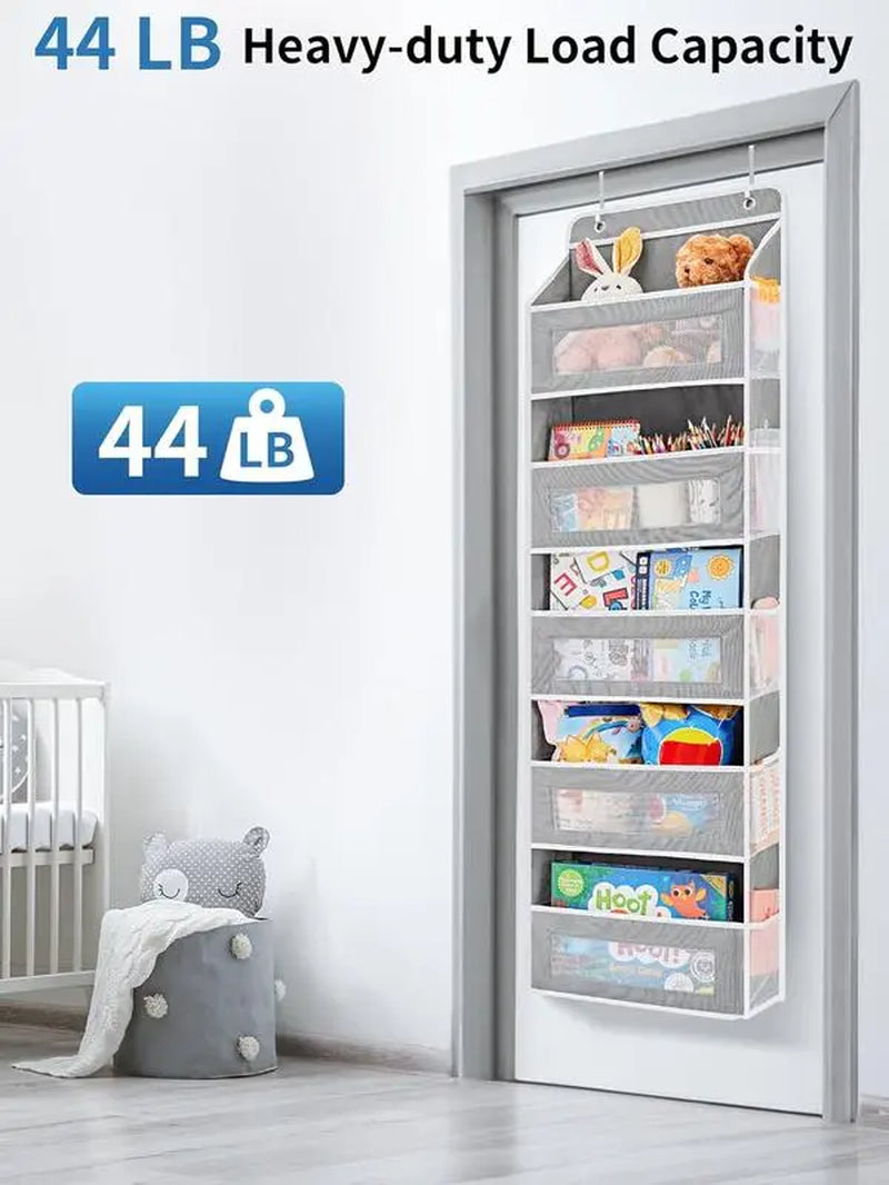 Over Door Hanging Organizer Storage, 5-Tier Closet & Pantry Organizer with 5 Deep Pockets, Heavy Duty Anti-Tilt Design, Holds up to 44 Lbs, No Drill Install for Bedroom, Bathroom, Nursery, Dorm & Small Space