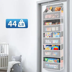 Over Door Hanging Organizer Storage, 5-Tier Closet & Pantry Organizer with 5 Deep Pockets, Heavy Duty Anti-Tilt Design, Holds up to 44 Lbs, No Drill Install for Bedroom, Bathroom, Nursery, Dorm & Small Space