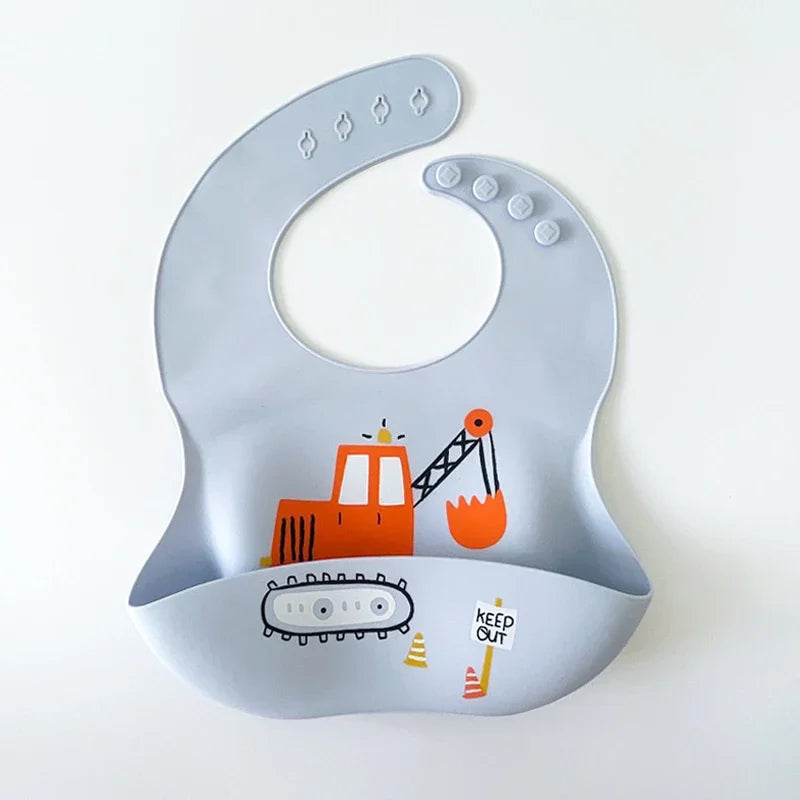 1PC Baby Lunch Apron Toddler Silicone Bibs Baby Kids Girl Boys Waterproof Saliva Cartoon Feeding Bib Baby Silicone Bib Aprons