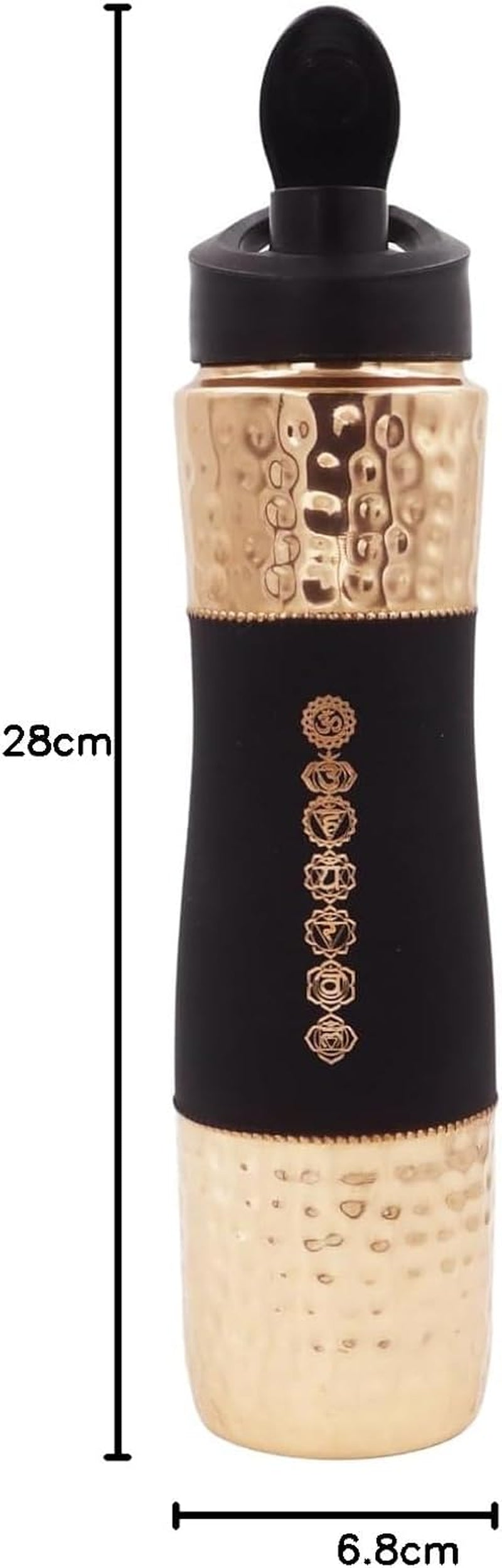 Pure Copper Water Bottle with Sipper, 1000 Ml Capacity for Ayurveda Health Benefits - 7 Chakras Engraved