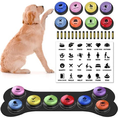 Pet Buttons for Communication, Talking Buttons for Dogs and Cats,8 Recordable Sound Buttons + 24 Scene Patterns + 1 Dog Button Mat+ 16 AAA