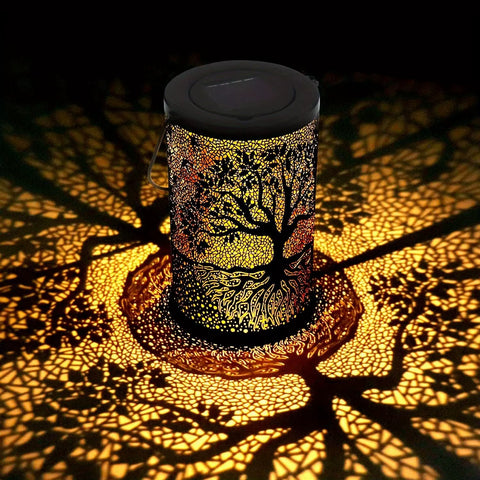1Pc Hanging Solar Lantern Outdoor Waterproof Vintage Solar Light Metal LED Decorative Lights