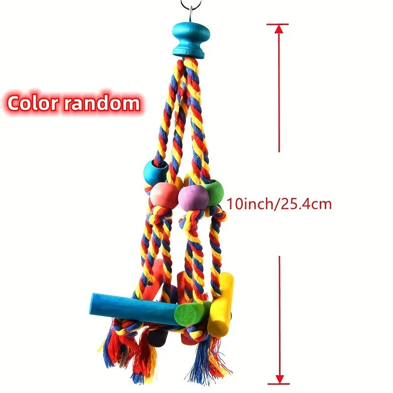 Random Colors Bird Accessories Wood Chewing Toy Birds Rope Parrot Toys Cage Resistant Small Large Bird Toy Parrots Training