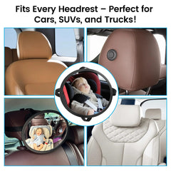 Baby Car Mirror for Rear Facing Infant - Shatterproof Acrylic, 360° Rotation, Clear Wide View, Easy Install, Secure & Steady, 8.5 X 7 X 2.4 Inches
