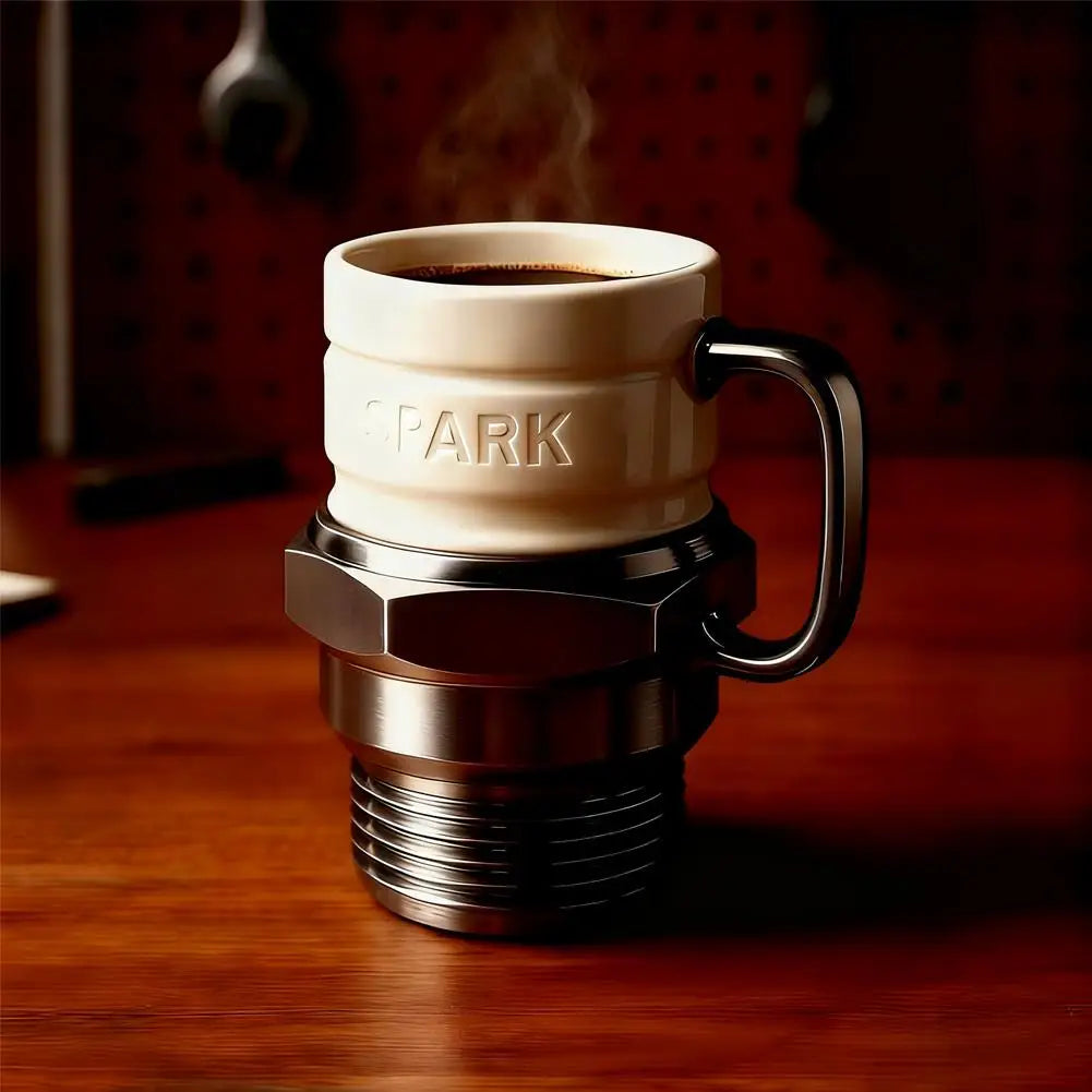 Spark Plug Coffee Mug Industrial Coffee Cup Mechanics & Gearheads Automotive Themed Coffee Mug Engine Design