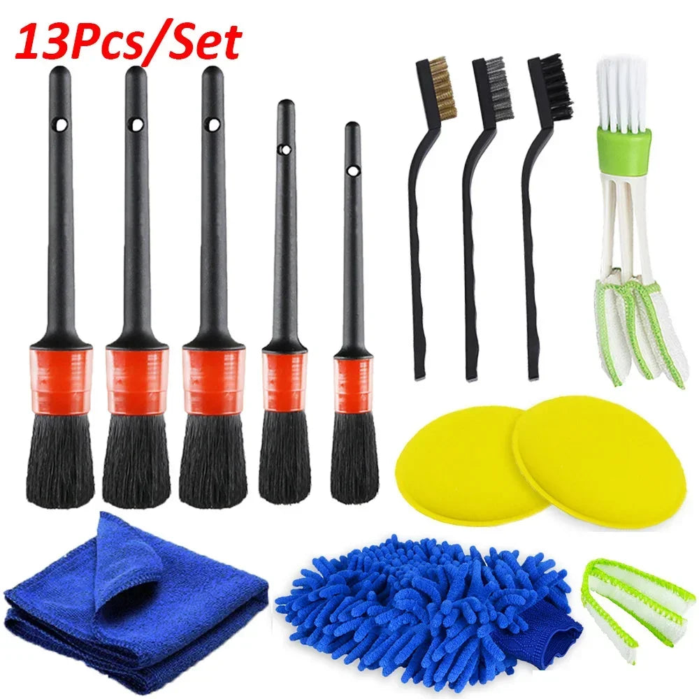 Detailing Brush Set Power Scrubber Drill Brushes Car Polish Pads Car Cleaning Brush for Car Air Vents Rim Dirt Dust Clean Tools