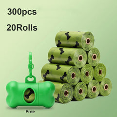 New 300PCS/20 Rolls Pet Biodegradable Trash Bag Dog Poop Bags Scented Poo Bag Degradable Cat Waste Bags Dog Poop Dispenser Gifts