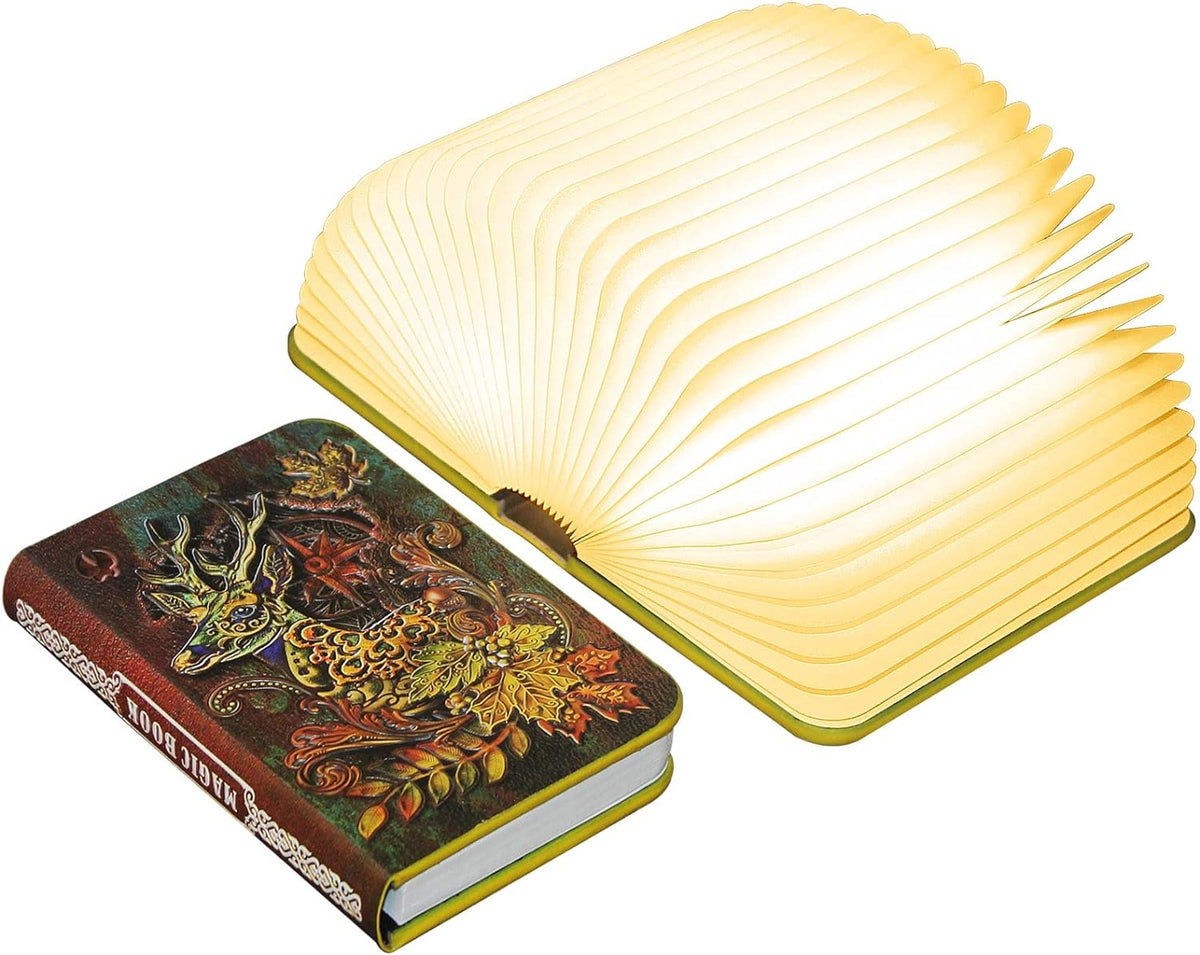 3D Elk Embossed Book Kid Room Night Light, Book Lamp for Bedroom,Decorative Faux Books Decor for Home Office Coffee Table, Book Lovers Birthday Gifts for Men Boy Friends