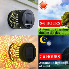 2Pcs Solar Wall Lights IP65 Metal Outdoor Wall Theme Fence Lights Garden Backyard Decoration Outdoor Decor Front Door Lantern