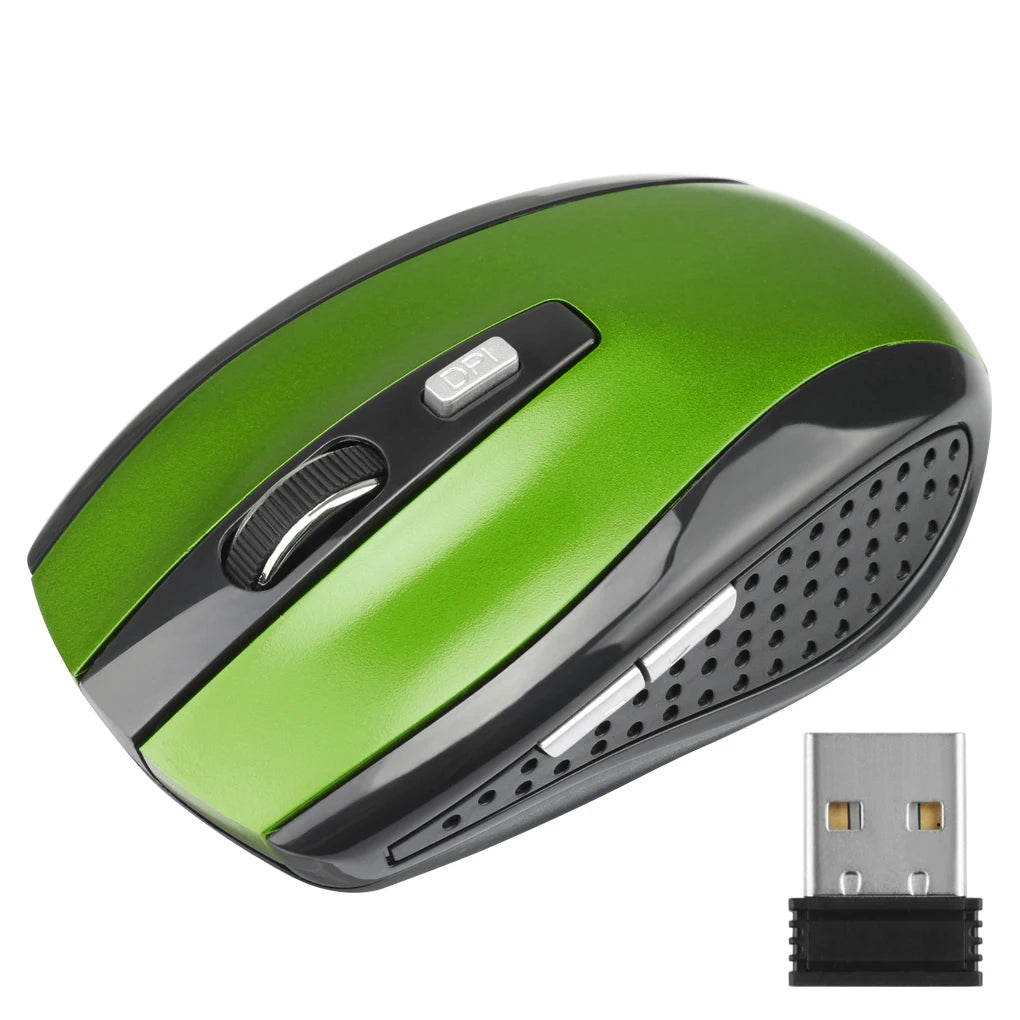 Computer Wireless Optical Mouse Fast Speed 6 Buttons Gaming Mice 800/1200/1600DPI Desktop PC Portable Matte Black