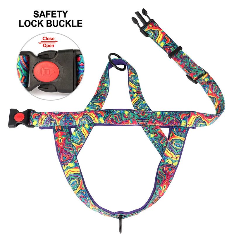 Quick Control Dog Harness with Handle No Pull Nylon Dogs Vest Harness Colorfull Print Pet Harness Adjustable Bulldog Chihuahua