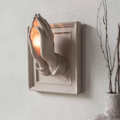 Nordic Pray Hands Sculpture Ornaments Wall Candlestick Wall Hanging Decoration Pendant Home Statue Decor Handicraft Gift