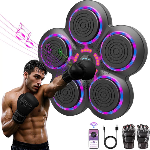 Music Boxing Machine with Boxing Gloves, Smart Bluetooth Boxing Trainer, Boxing Wall Mount Machine for Adults Kids, Electronic Boxing Target Fitness for Home Office Gym