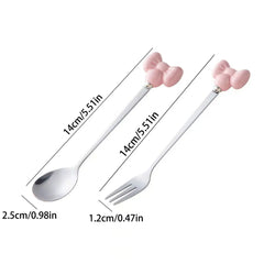 304 Stainless Steel Bowknot Cutlery Set, Creative Cute Fruit Fork, Coffee Spoon, Dessert Cake Fork and Spoon, Elegant Dining Essentials