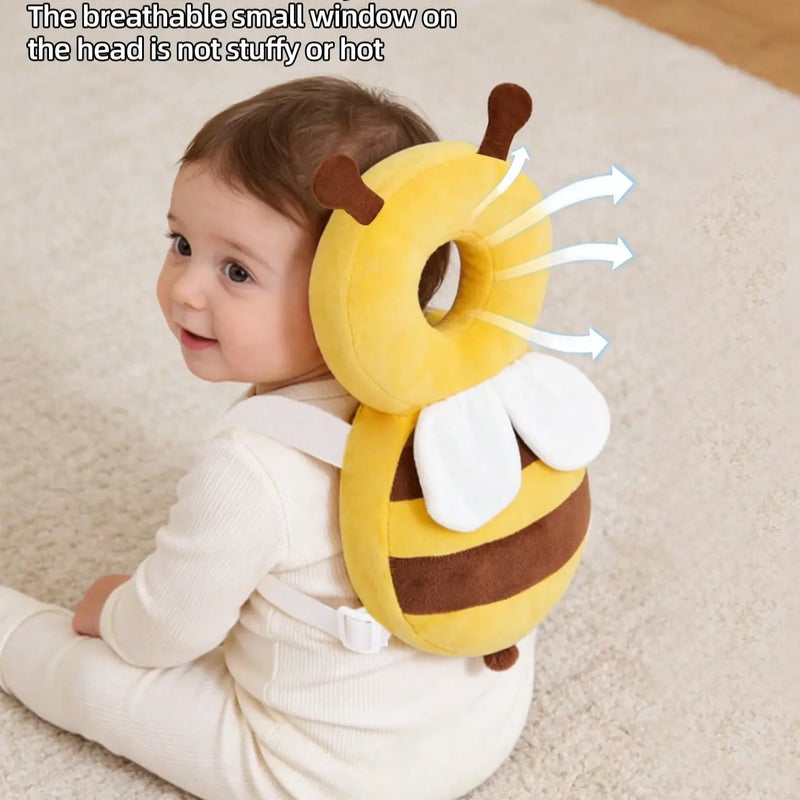 Baby Head Protector Cushion Backpack Harness for Walking & Crawling, Christmas Elements, Adjustable Newborn Toddler Safety Gear, Bee Design, Cute