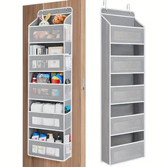 Over Door Hanging Organizer Storage, 5-Tier Closet & Pantry Organizer with 5 Deep Pockets, Heavy Duty Anti-Tilt Design, Holds up to 44 Lbs, No Drill Install for Bedroom, Bathroom, Nursery, Dorm & Small Space